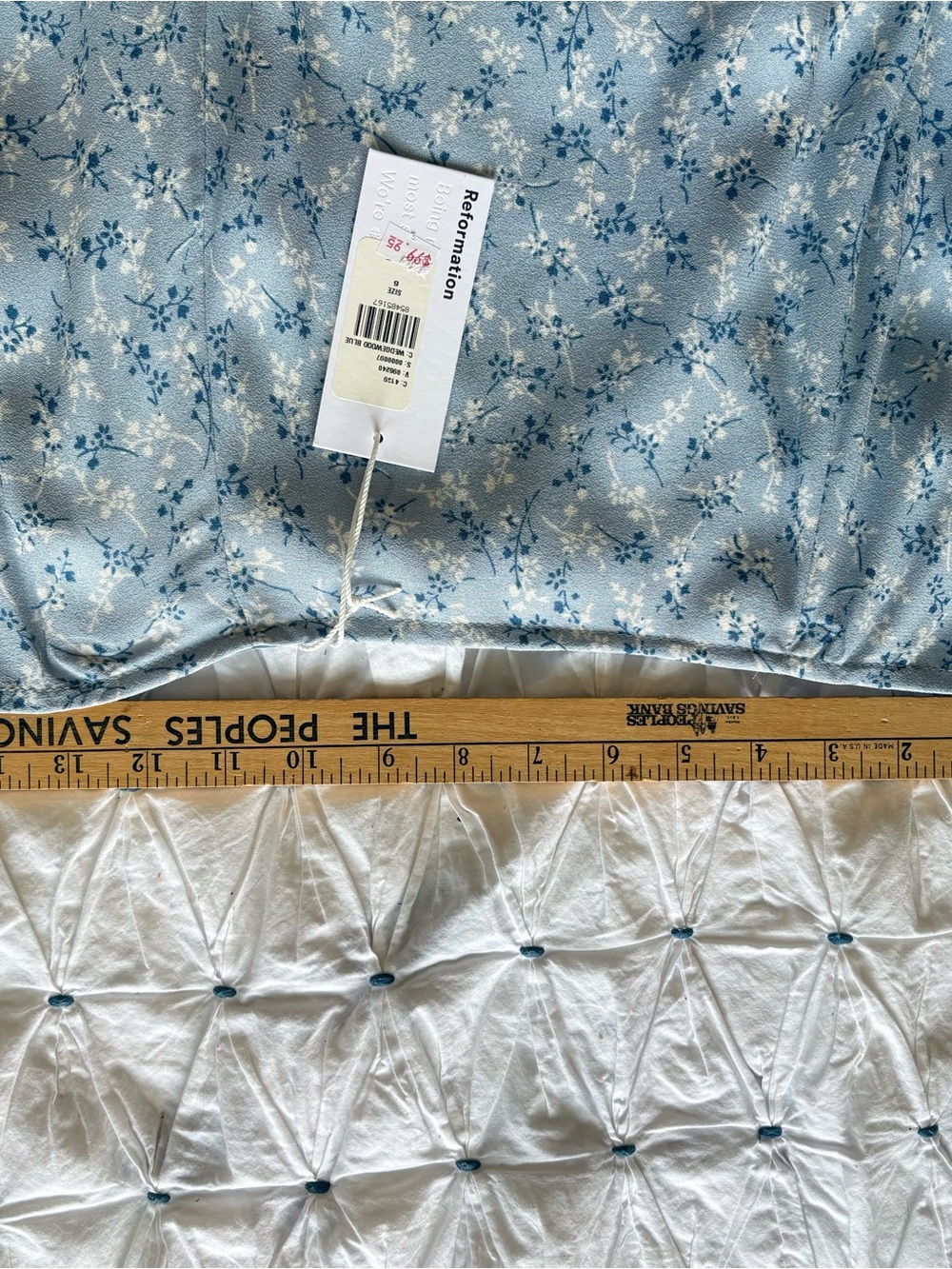 Reformation Floral Midi Skirt Blue White High Rise Front Slit Romantic - Picture 10 of 12